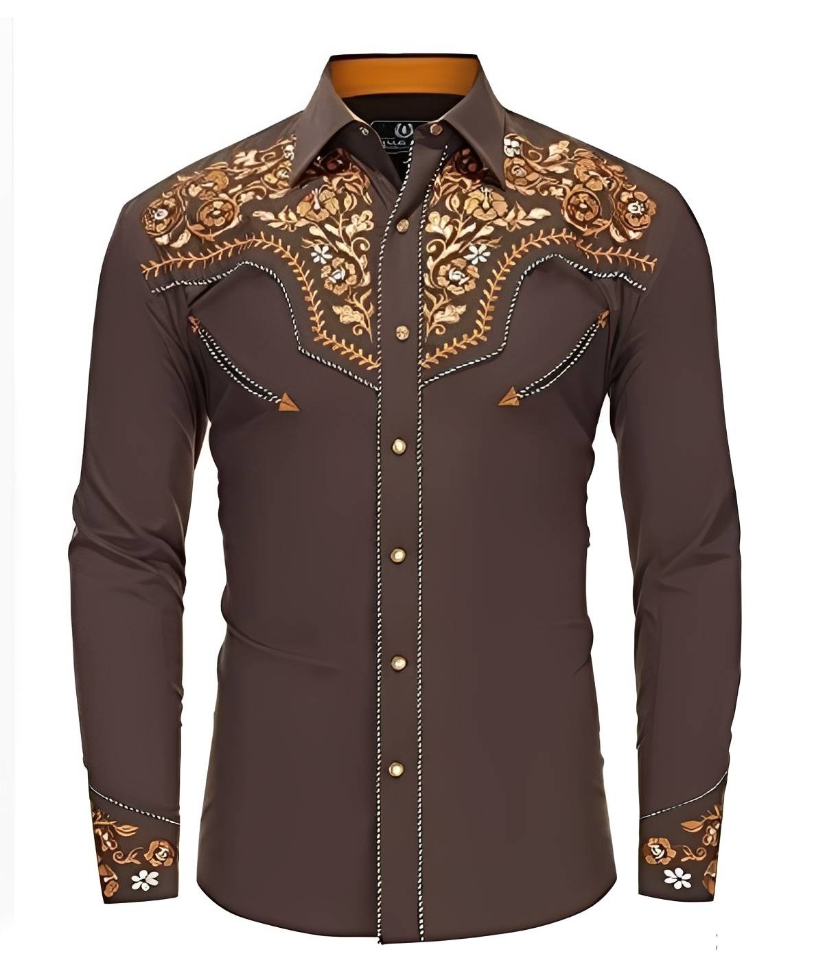 Brown Floral Western Shirt