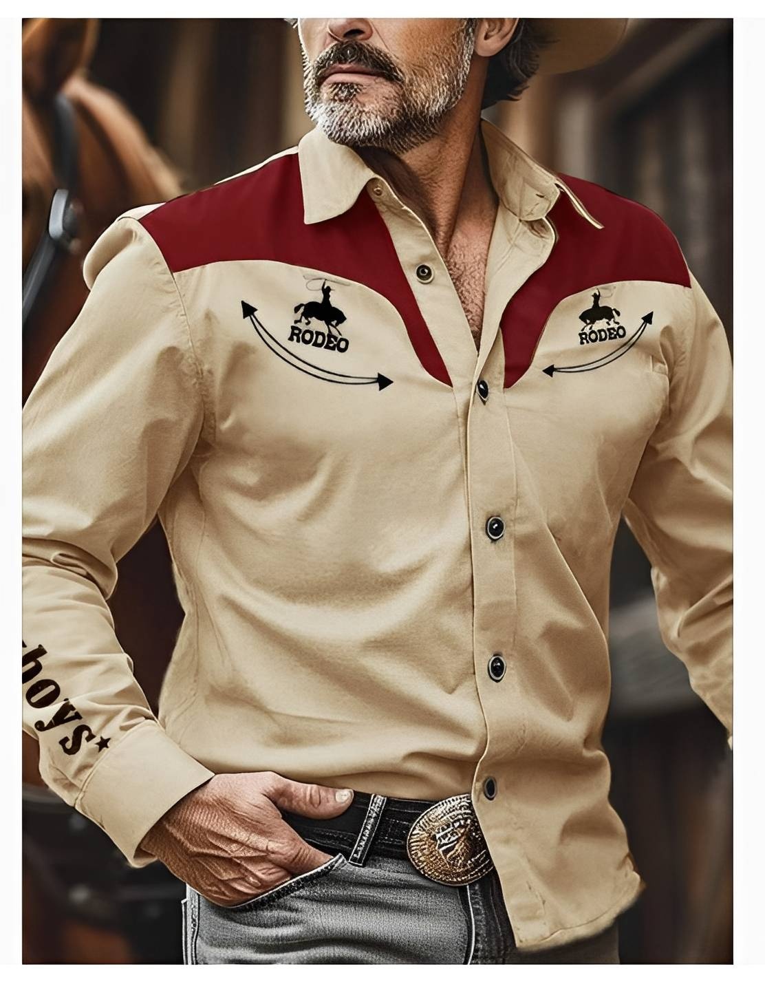 Red and Tan Rodeo Western Shirt