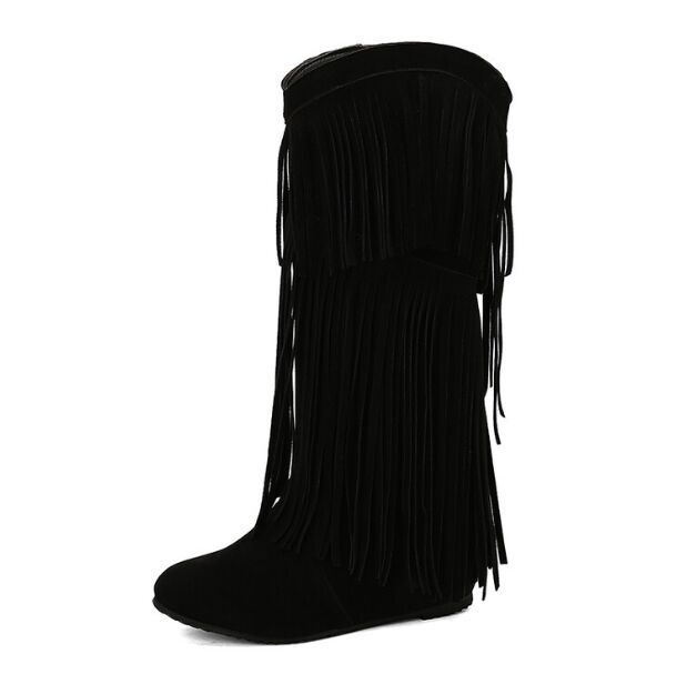 Black Western Boot with Fringes