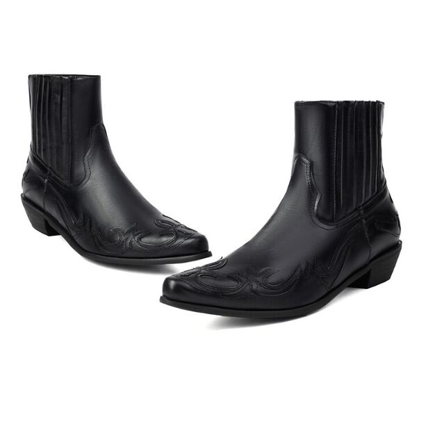 Black Leather Western Boot