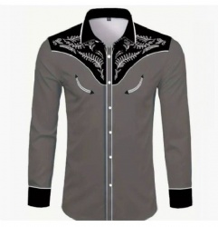 Western Shirt Black White Yoke Design