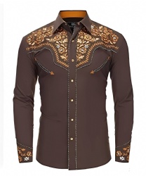 Brown Floral Western Shirt