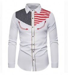 American Flag Print Western Shirt