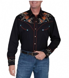 Black Western Shirt with Guitars and Arrows