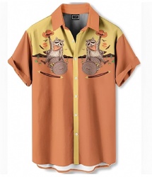 Raccoon Cowboy Western Shirt Sunset Horizon