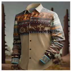 Western Shirt with Bison and Eagle Motif