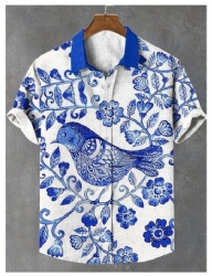 Blue Bird Floral Linen Western Shirt