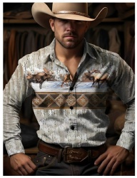 Elk and Birch Forest Western Shirt