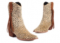 Leopard Print Western Boot with Suede Fringe