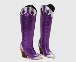 Metallic Western Boot with Crocodile Texture