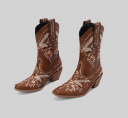 Sky Blue Western Boot with Floral Accents