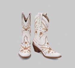 Sky Blue Western Boot with Floral Accents