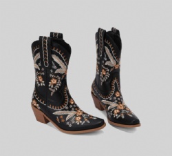 Sky Blue Western Boot with Floral Accents