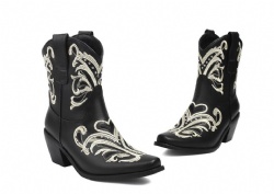 Elegant Black Western Boot with Silver Swirls