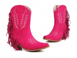Hot Pink Fringe Western Boot