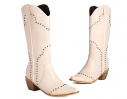 Studded Cream Western Boots