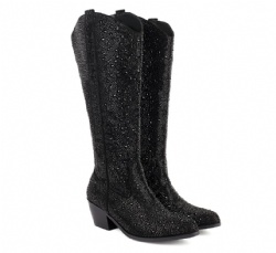 Sparkling Studded Knee-High Western Boot