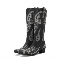 Elegant Western Boot with Floral Accents