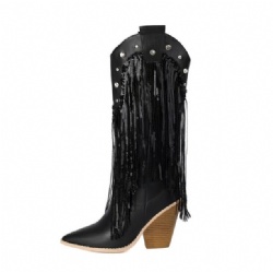 Black Western Boot with Sparkly Fringe and Studs