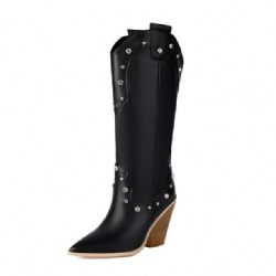 Studded Black Western Boot with Block Heel