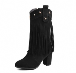 Black Western Boot with Stars and Fringe