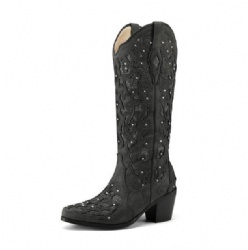 Black Western Boot with Studded Accents
